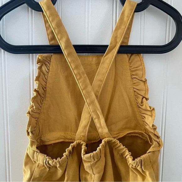 Zara Ruffle Mustard One Piece Overall Cross Back Strap Romper 3-4Y NWT - Picture 6 of 7